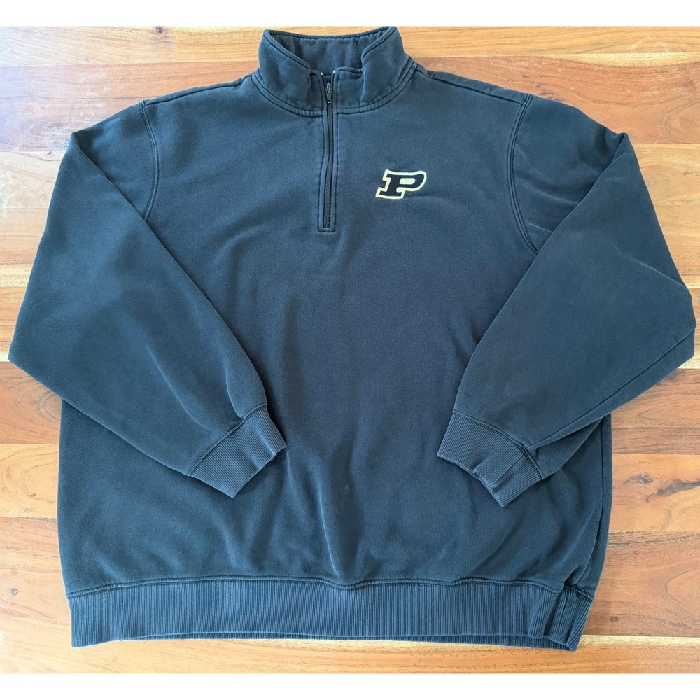 Sport-Tek Purdue Boilermakers Quarter Zip Sweatshirt Mens 2XL Black Fleece Logo